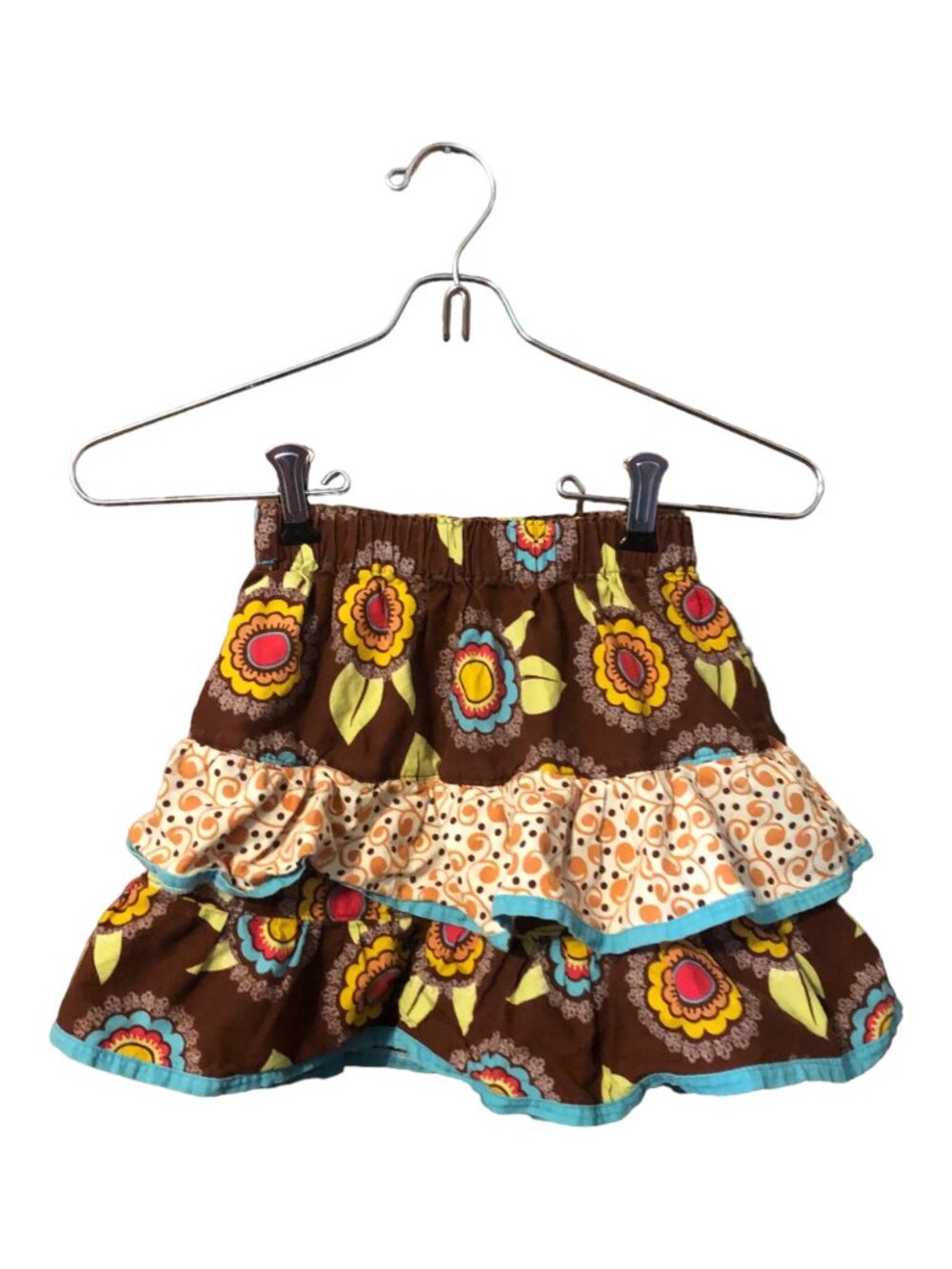 Homemade Boho Multi Print Multi Color Tiered Stretch Waist Skirt Sz 2T READ